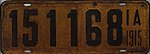 Iowa 1915 license plate - Number 151168.jpg
