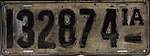 Iowa 1918 license plate - Number 132874.jpg