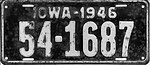 Iowa 1946 license plate - Number 54-1687.jpg