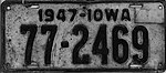 Iowa 1947 license plate - Number 77-2469.jpg