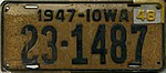 Iowa 1948 license plate - Number 23-1487.jpg