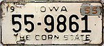 Iowa 1955 license plate - Number 55-9861.jpg