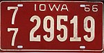Iowa 1966 license plate - Number 77-29519.jpg