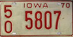 Iowa 1970 license plate - Number 50-5807.jpg