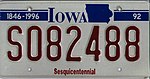 Iowa 1992 Sesquicentennial license plate - S082488.jpg