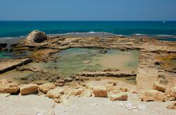 Picture shows the remnants of an ancient Roman sea-port