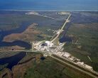 Aerial view of Kennedy Space Center showing VAB and Launch Complex 39