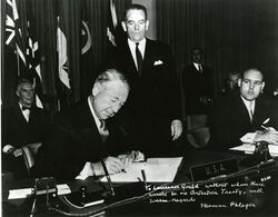 photograph of the US signing the Antarctic Treay