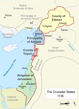 map of the Crusader States (1135)