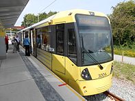 metrolink tram at the platform