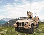 2016 Oshkosh L-ATV configured as a JLTV, and equipped with M153 CROWS II remote weapon system integrated with M2 Browning .50 caliber Heavy machine gun
