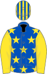 Royal blue, yellow stars, yellow sleeves, striped cap
