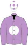 Mauve, white disc, white cap, mauve spots