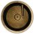 Circular 4-inch brass plaque with a top view of phonograph disc and pickup arm.