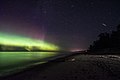 Aurora Borealis on a beach in Ontonagon