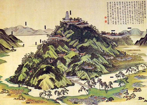 Azuchi Castle (by æŠ•ç¨¿è€…ãŒãƒ•ã‚¡ã‚¤ãƒ«ä½œæˆ, Public Domain)