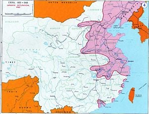 Map showing the extent of Japanese control in 1940