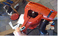 Working on the switch for the first vacuum cleaner considered for the blood cooler