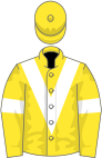 Yellow, white chevron, white armlet, yellow cap