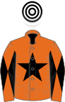 ORANGE, black star, diabolo on sleeves, white and black hooped cap