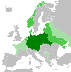 Germany's territorial control at its greatest extent during World War II (late 1942):